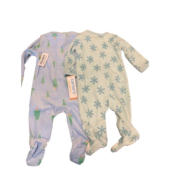 NWT Carters & Old Navy Baby Footed Onesies 3M Cozy Fall Winter - Picture 2 of 6
